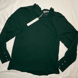 Emerald Green Sheer Long Sleeve Blouse